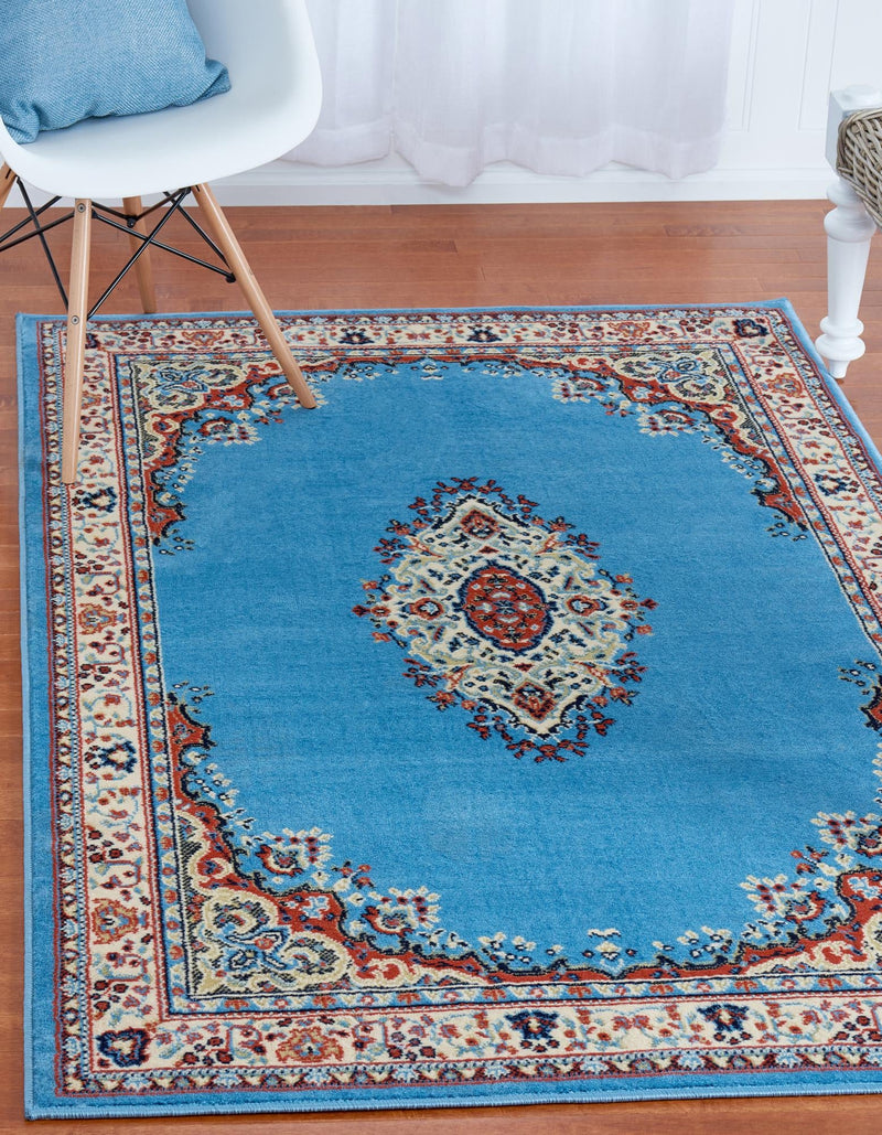 Tabriz Tapestry Collection Area Rug - Azerbaijan (Light Blue) Rectangle Light Blue  lifestyle 4