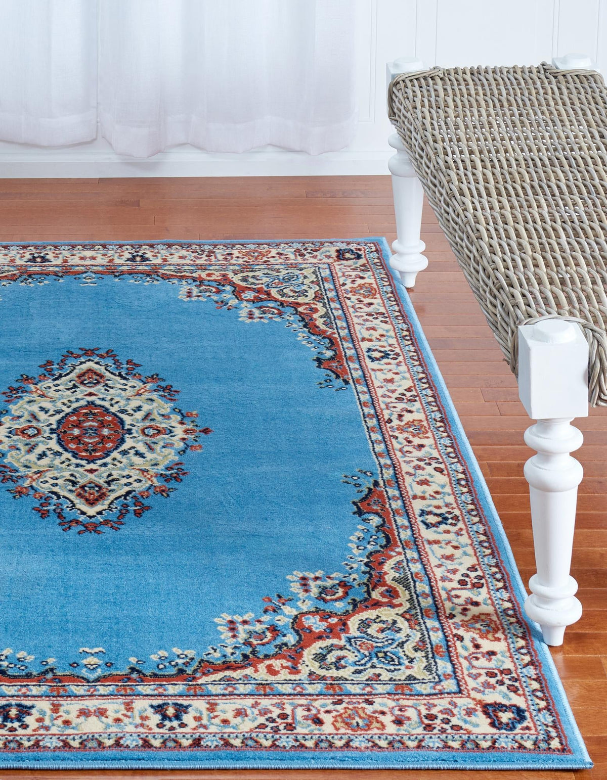Tabriz Tapestry Collection Area Rug - Azerbaijan (Light Blue) Rectangle Light Blue  lifestyle 5