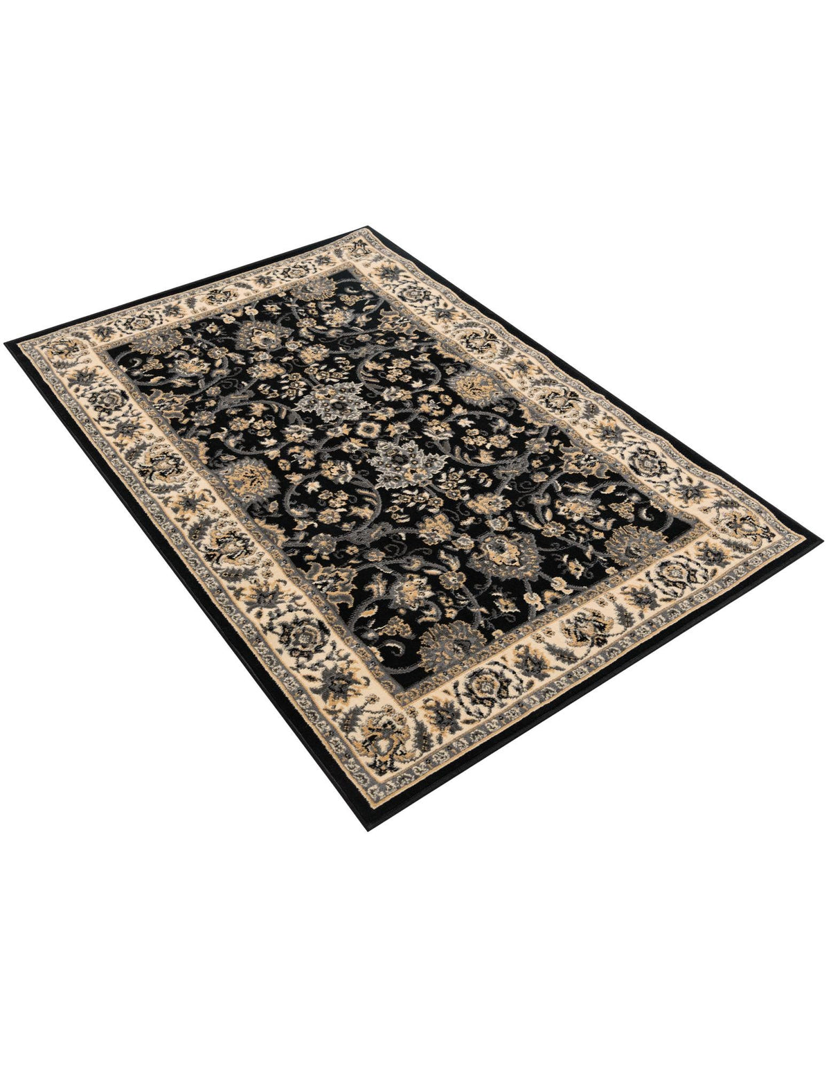 Isfahan Elegance Collection Area Rug - Naghsh-e Jahan (Black) Rectangle Black  lifestyle 23
