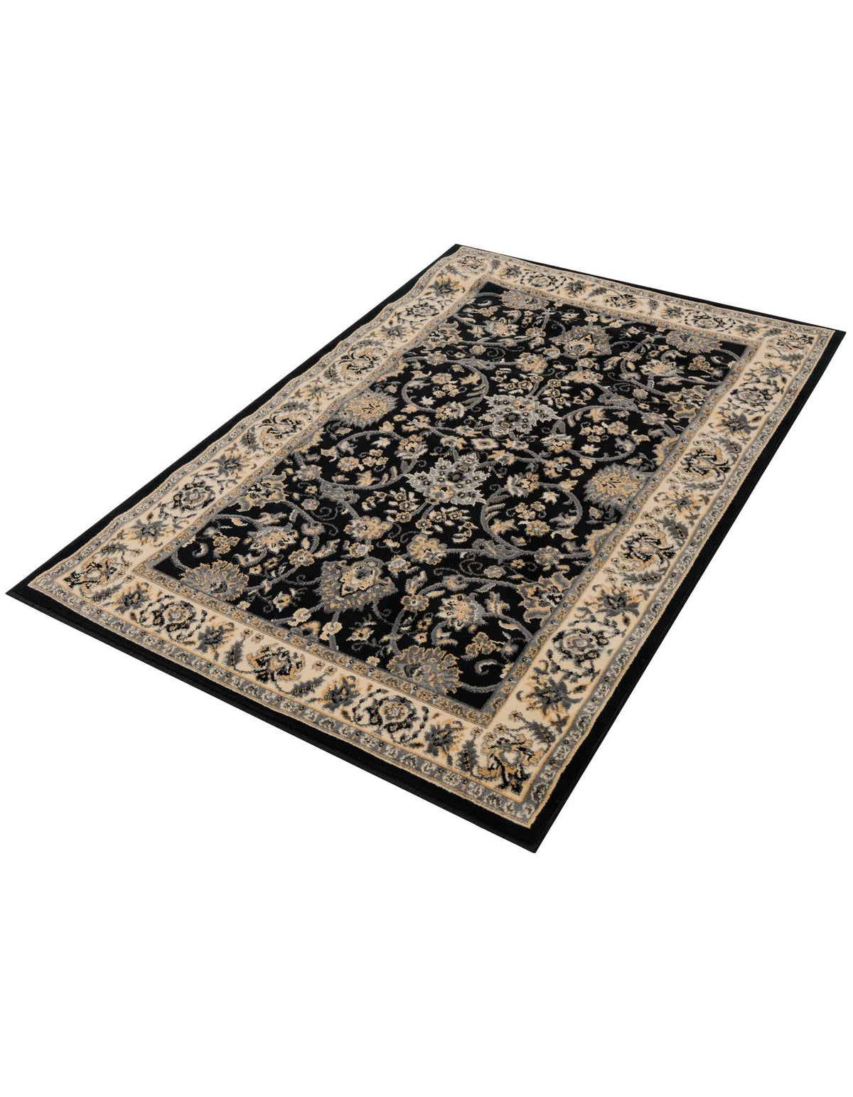 Isfahan Elegance Collection Area Rug - Naghsh-e Jahan (Black) Rectangle Black  lifestyle 24