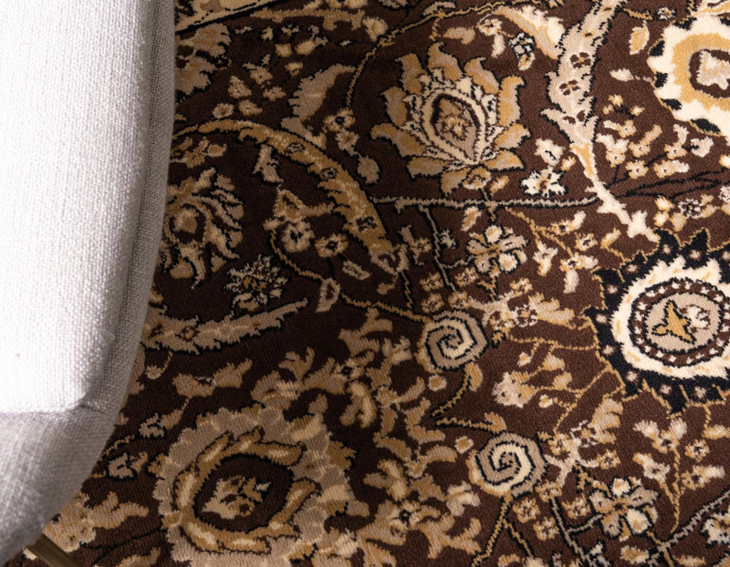 Tabriz Tapestry Collection Area Rug - Sahand (Brown) Round Brown  lifestyle 27