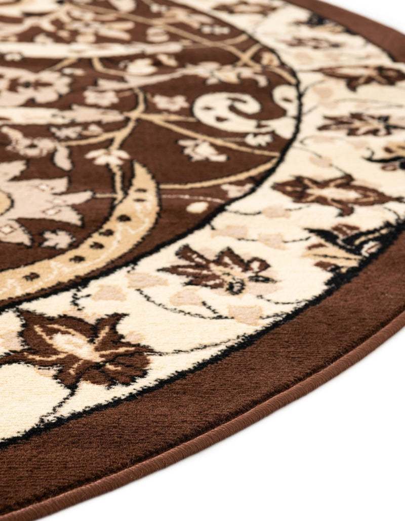 Tabriz Tapestry Collection Area Rug - Sahand (Brown) Round Brown  lifestyle 30