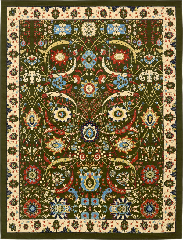 Tabriz Tapestry Collection Area Rug - Sahand (Green) Rectangle Green Main