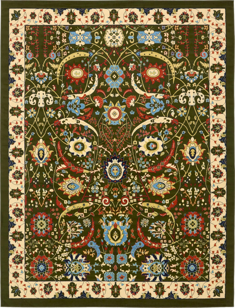 Tabriz Tapestry Collection Area Rug - Sahand (Green) Rectangle Green Main