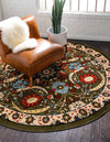 Tabriz Tapestry Collection Area Rug - Sahand (Green) Round Green  lifestyle 19