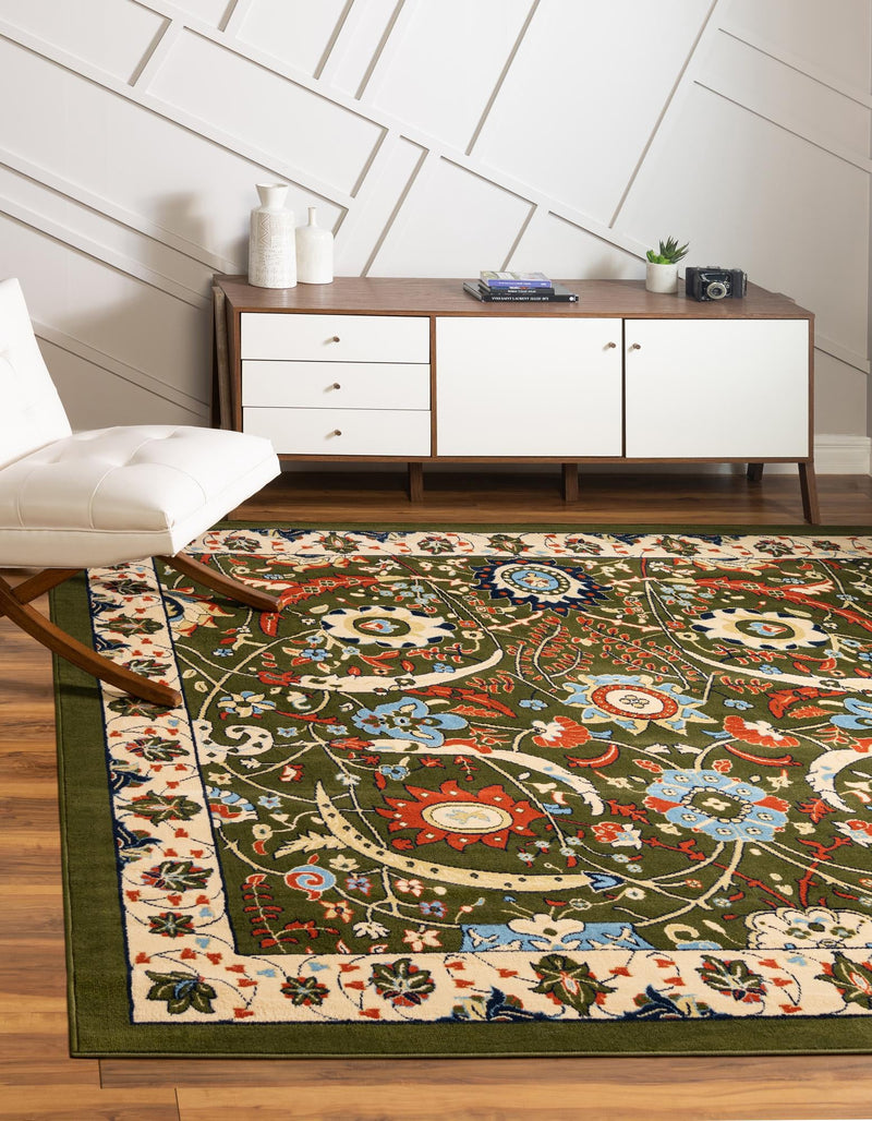 Tabriz Tapestry Collection Area Rug - Sahand (Green) Square Green  lifestyle 20