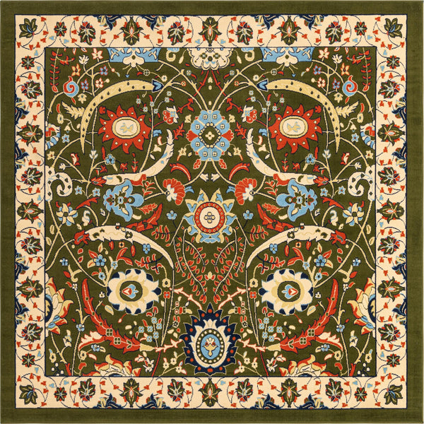 Tabriz Tapestry Collection Area Rug - Sahand (Green) Square Green  lifestyle 17