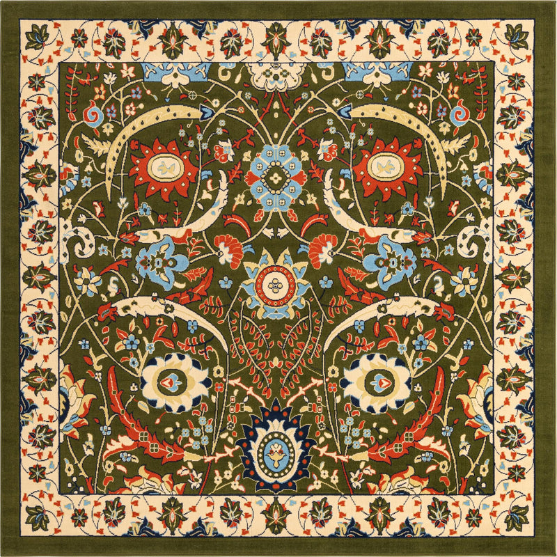 Tabriz Tapestry Collection Area Rug - Sahand (Green) Square Green  lifestyle 17