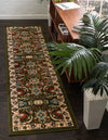 Tabriz Tapestry Collection Area Rug - Sahand (Green) Runner Green  lifestyle 21
