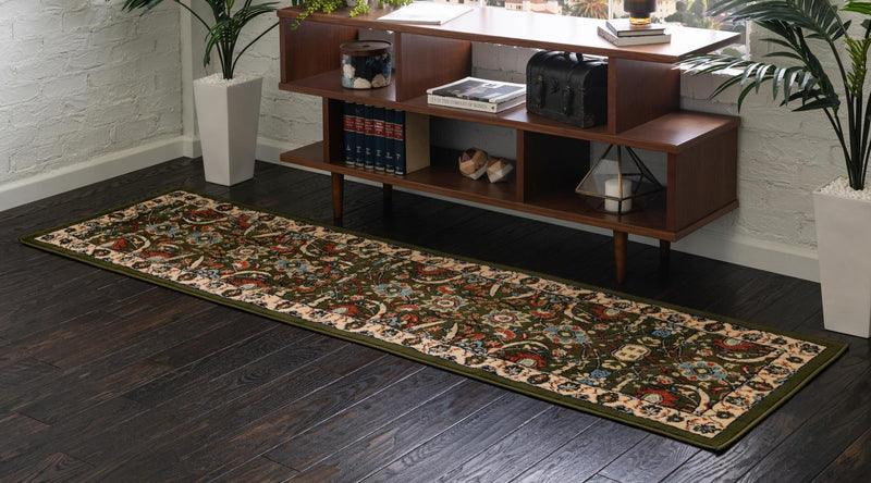 Tabriz Tapestry Collection Area Rug - Sahand (Green) Runner Green  lifestyle 24