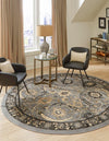 Tabriz Tapestry Collection Area Rug - Sahand (Dark Gray) Round Dark Gray  lifestyle 19