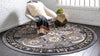 Tabriz Tapestry Collection Area Rug - Sahand (Dark Gray) Round Dark Gray  lifestyle 25