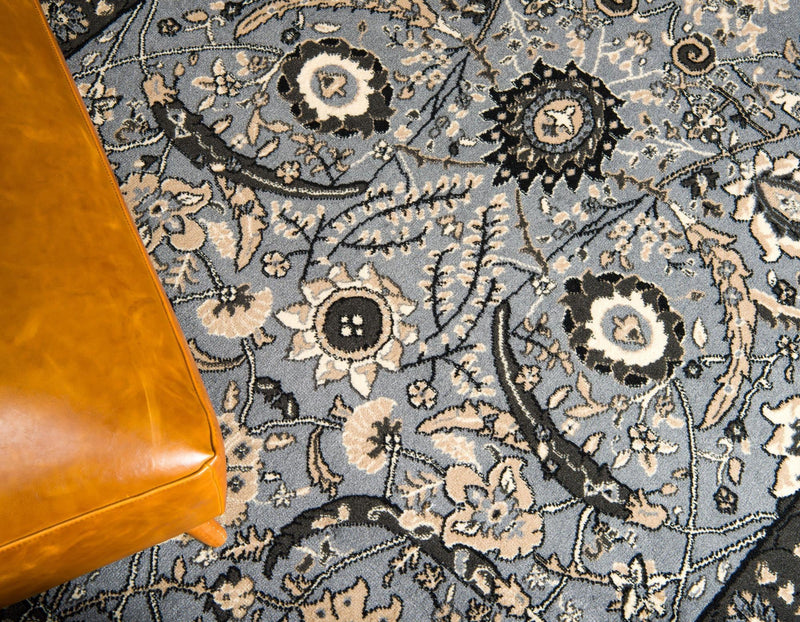 Tabriz Tapestry Collection Area Rug - Sahand (Dark Gray) Round Dark Gray  lifestyle 34
