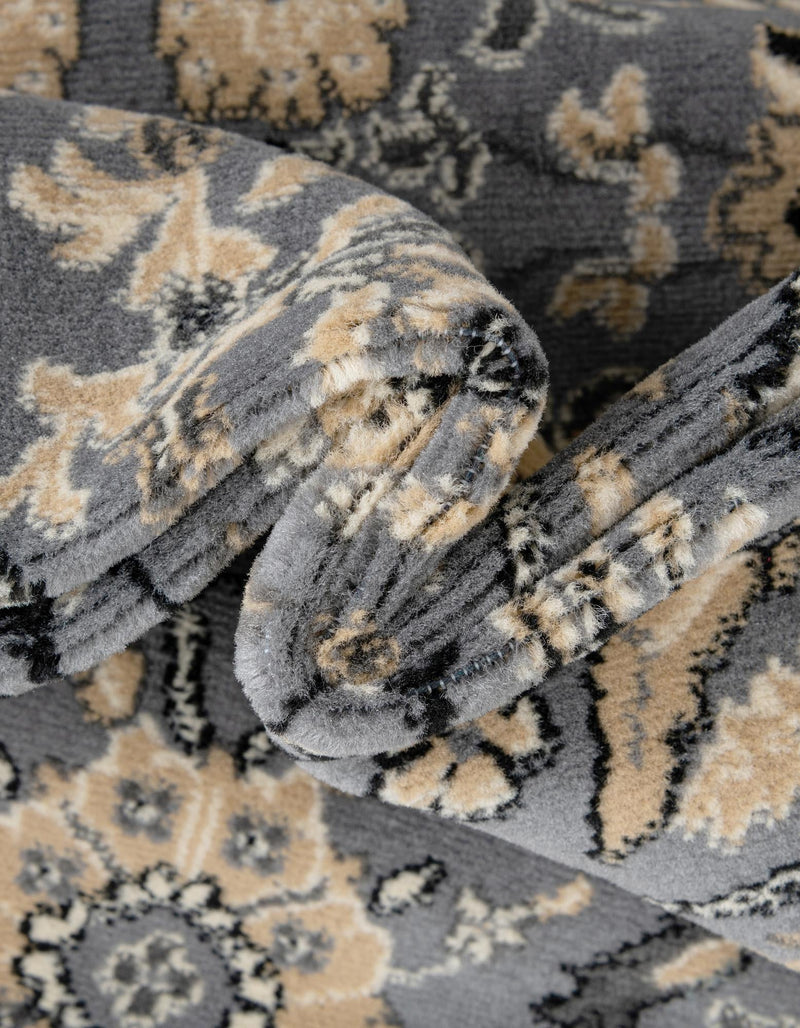 Tabriz Tapestry Collection Area Rug - Sahand (Dark Gray) Round Dark Gray  lifestyle 38