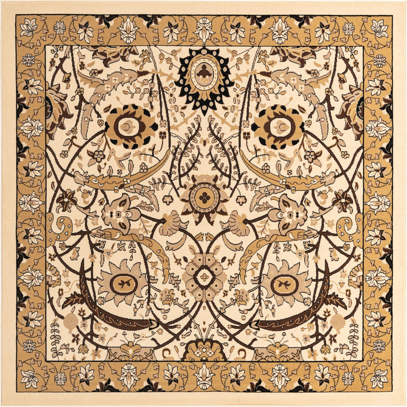 Tabriz Tapestry Collection Area Rug - Sahand (Ivory) Square Ivory  lifestyle 3