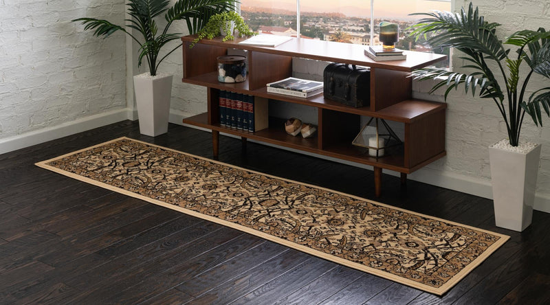 Tabriz Tapestry Collection Area Rug - Sahand (Ivory) Runner Ivory  lifestyle 10