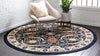 Tabriz Tapestry Collection Area Rug - Sahand (Navy Blue) Round Navy Blue  lifestyle 21