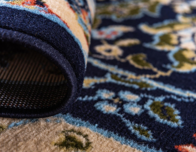 Tabriz Tapestry Collection Area Rug - Sahand (Navy Blue) Round Navy Blue  lifestyle 36