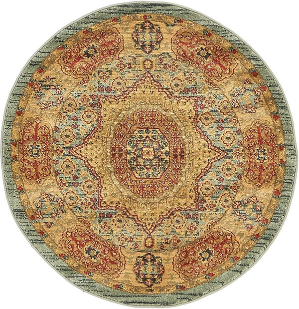Ottoman Elegance Collection Area Rug -  Ephesus Round Light Blue  lifestyle 43
