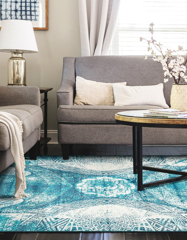 Riviera Elegance Collection Area Rug -  Nice Rectangle Turquoise  lifestyle 5