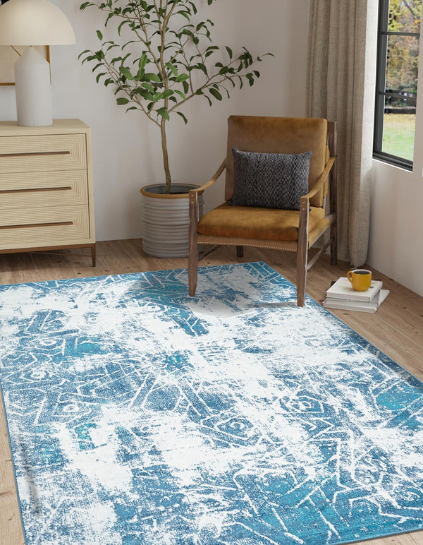 Riviera Elegance Collection Area Rug -  Grasse Rectangle Blue  lifestyle 3