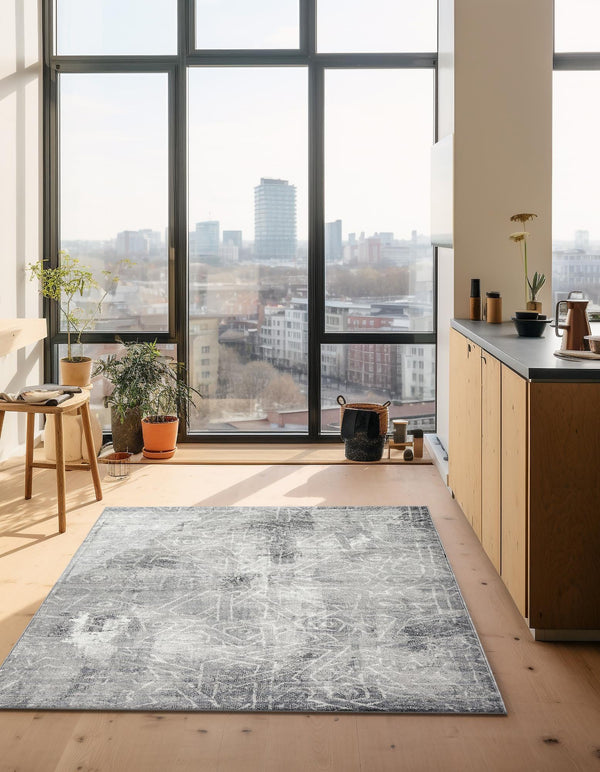 Riviera Elegance Collection Area Rug -  Grasse Rectangle Dark Gray  lifestyle 5