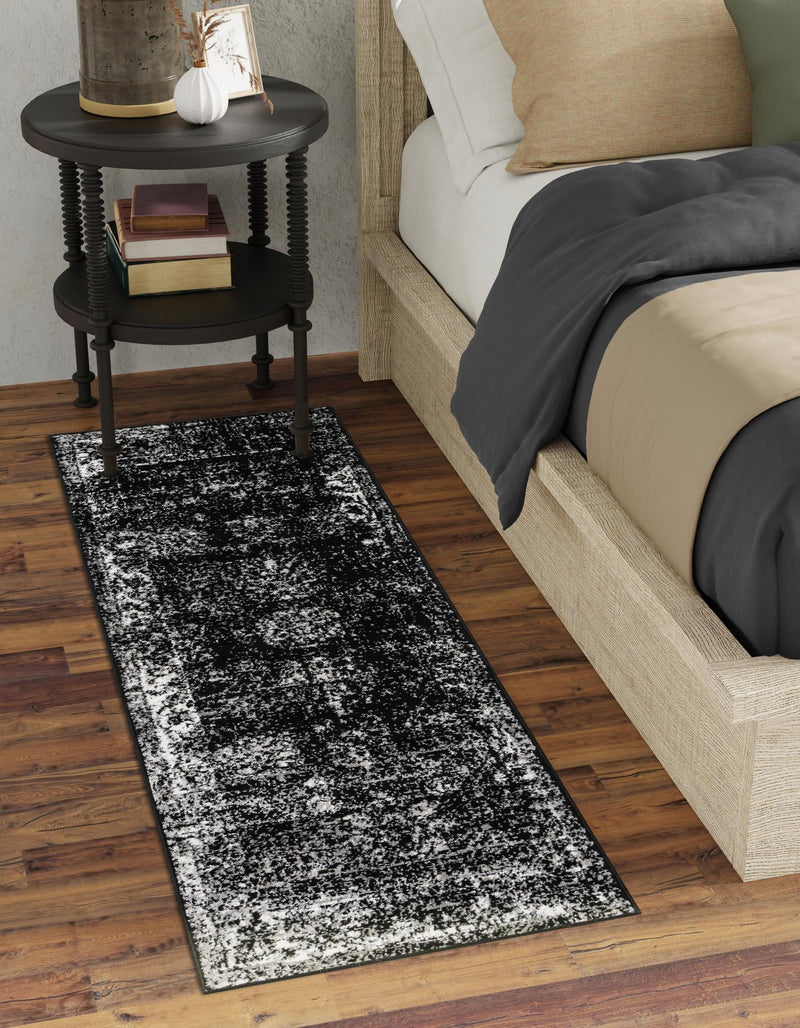 Riviera Elegance Collection Area Rug - Antibes (Black) Runner Black  lifestyle 16