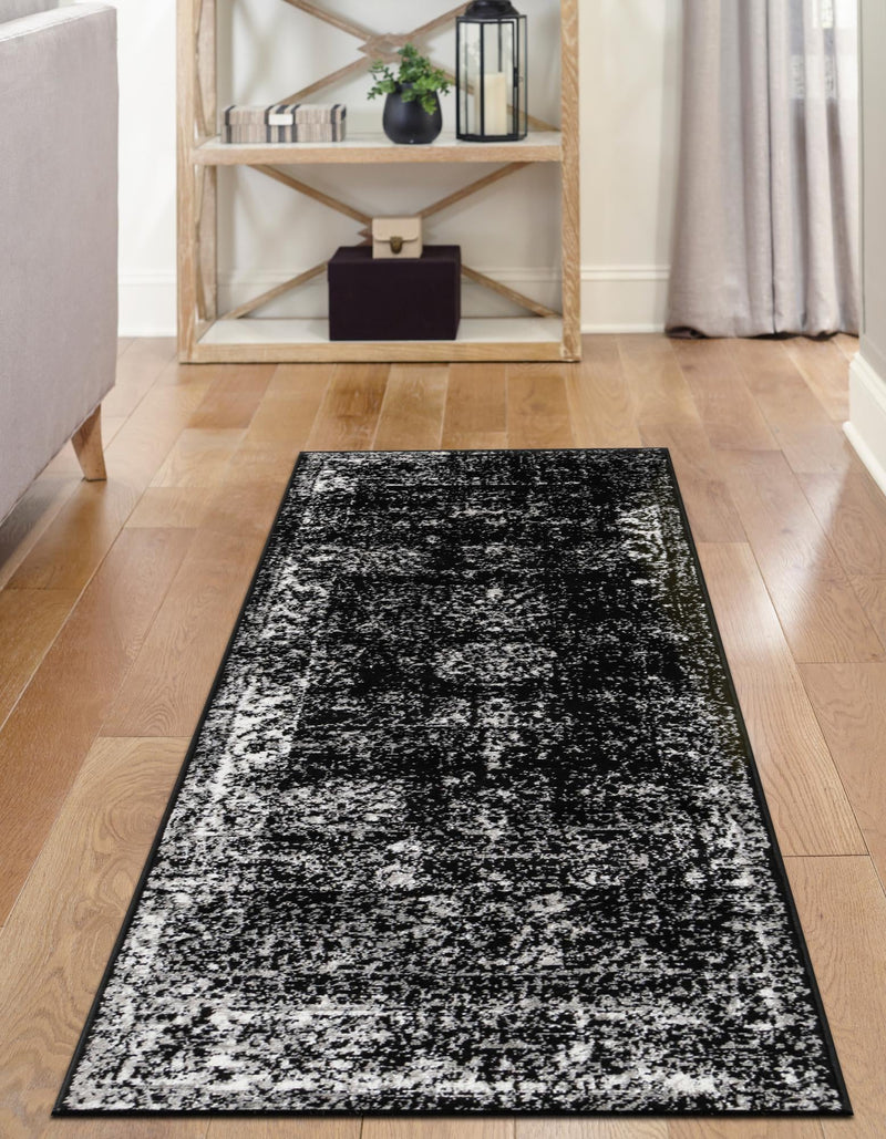 Riviera Elegance Collection Area Rug - Antibes (Black) Runner Black  lifestyle 19