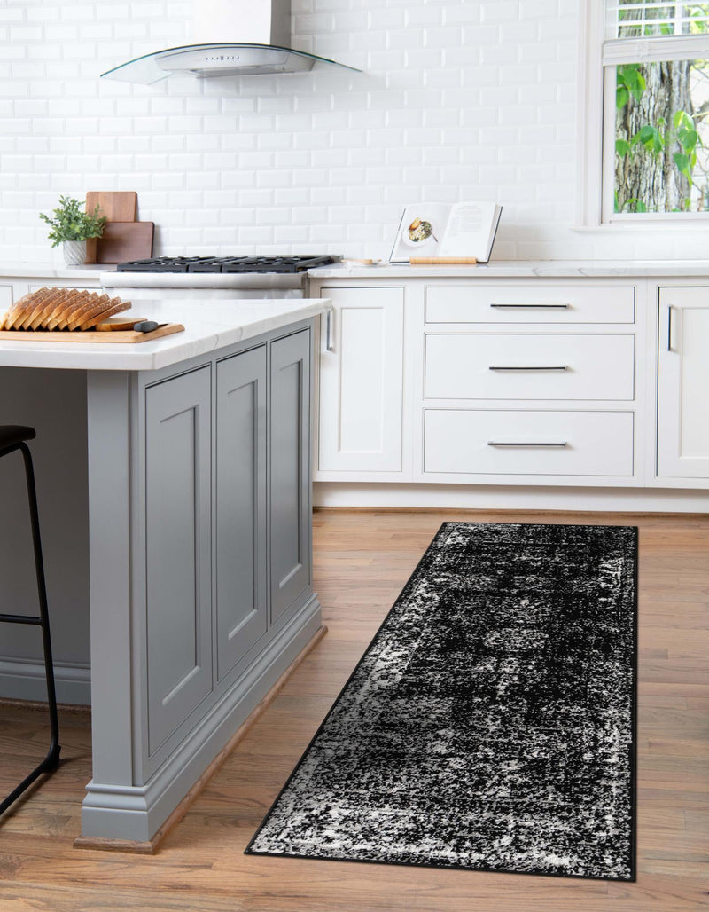 Riviera Elegance Collection Area Rug - Antibes (Black) Runner Black  lifestyle 22