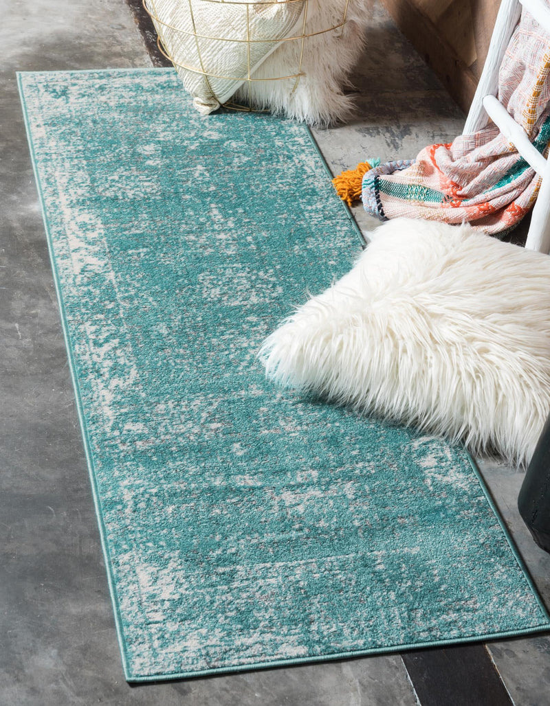 Riviera Elegance Collection Area Rug - Antibes (Turquoise) Runner Turquoise  lifestyle 26