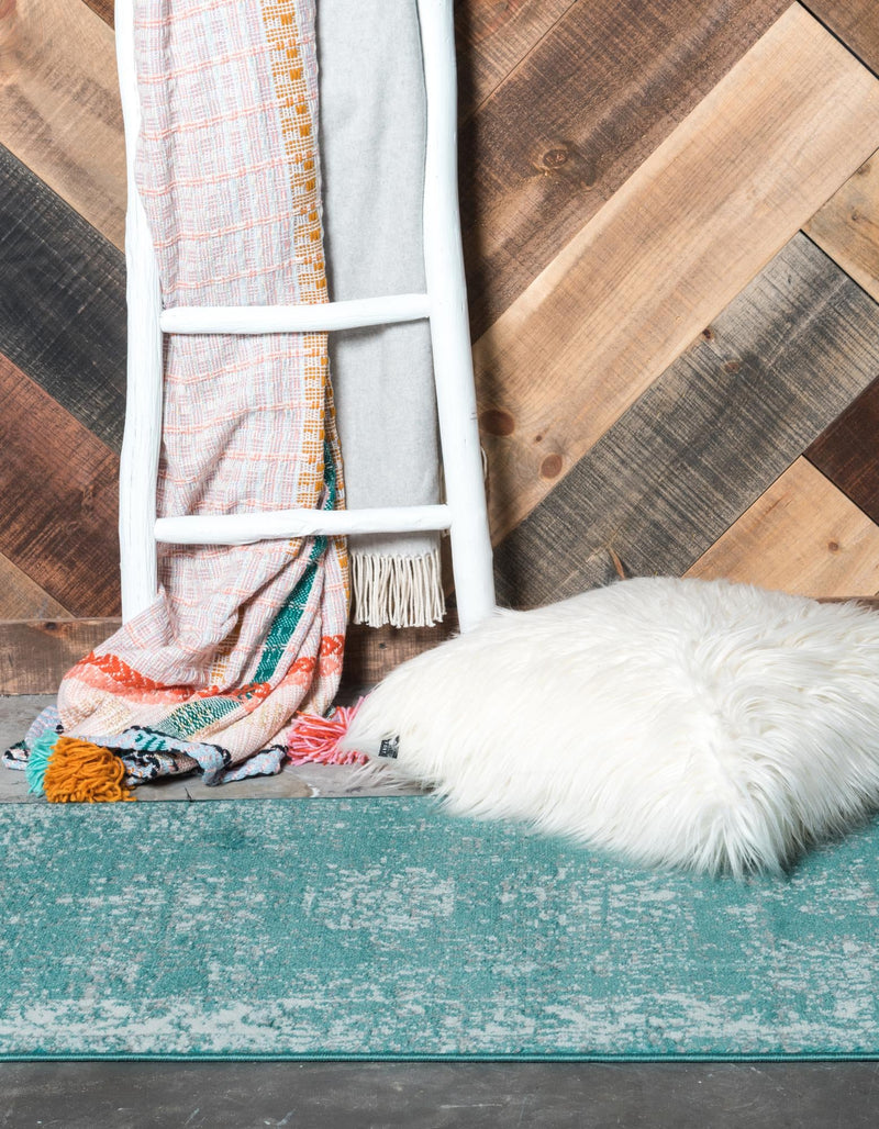 Riviera Elegance Collection Area Rug - Antibes (Turquoise) Runner Turquoise  lifestyle 27