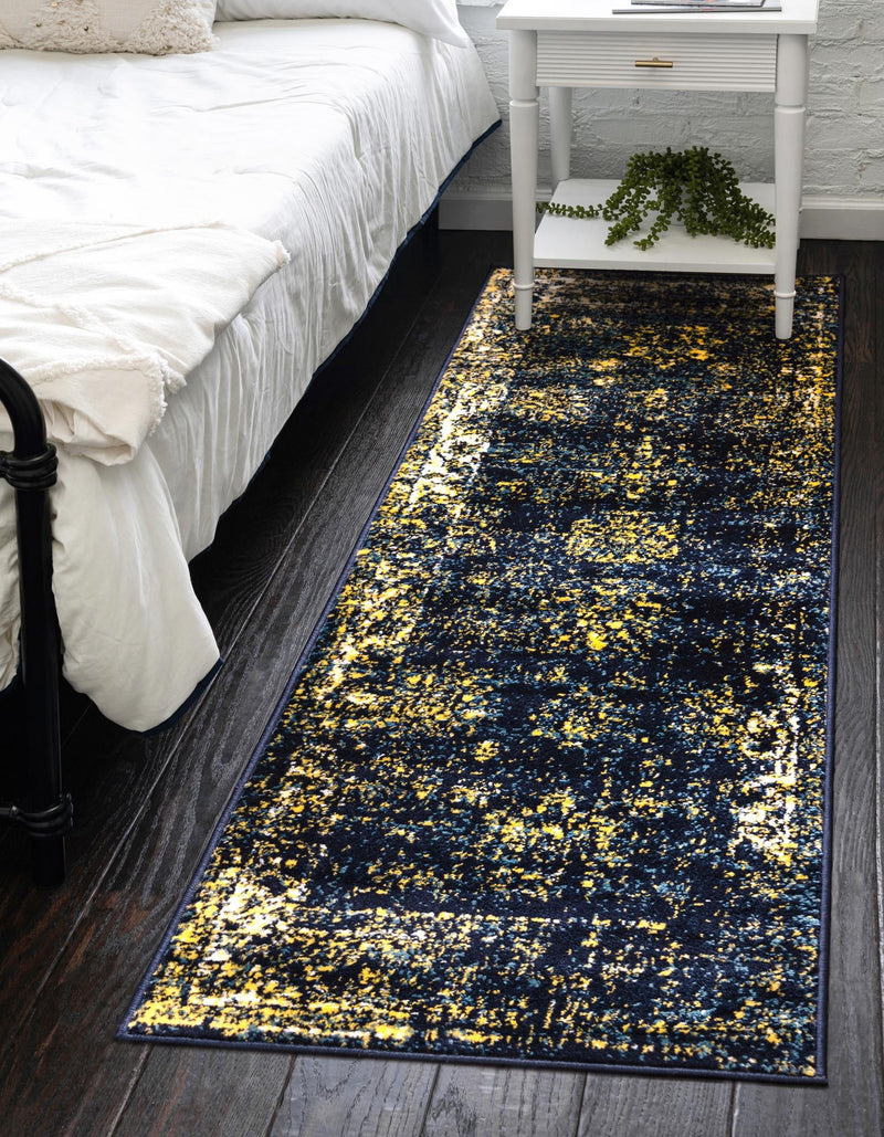 Riviera Elegance Collection Area Rug - Antibes (Navy Blue) Runner Navy Blue  lifestyle 35