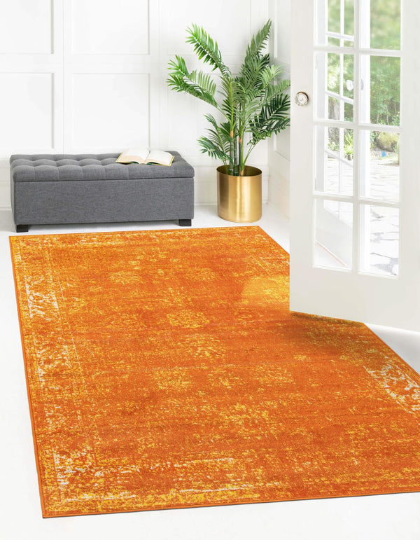 Riviera Elegance Collection Area Rug - Antibes (Orange) Rectangle Orange  lifestyle 0
