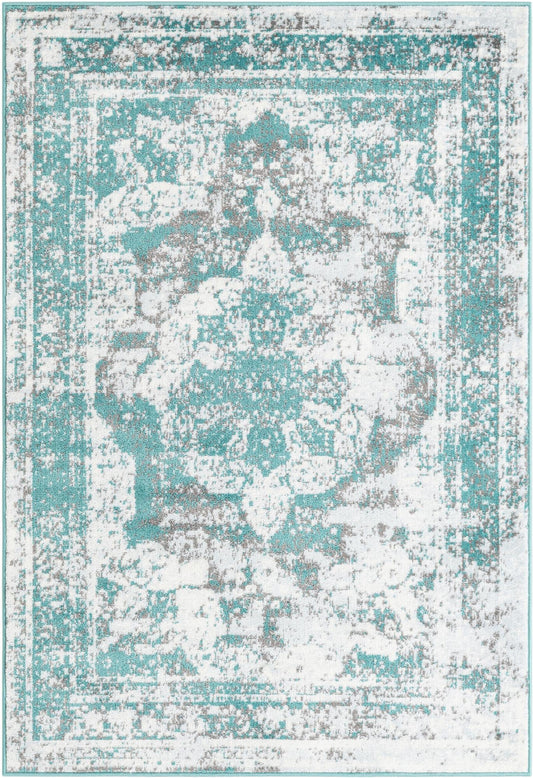 Riviera Elegance Collection Area Rug -  Menton (Turquoise) Rectangle Turquoise Main