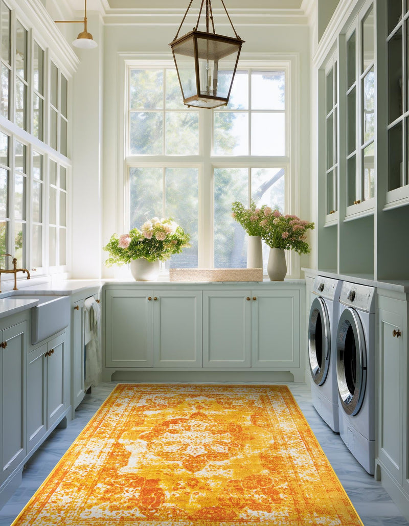 Riviera Elegance Collection Area Rug -  Menton (Orange) Rectangle Orange  lifestyle 3