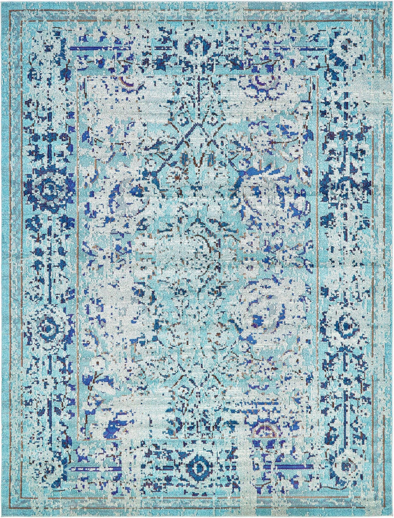 Chateau Elegance Collection Area Rug -  Louvre Rectangle Light Blue  lifestyle 3