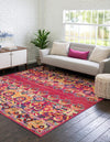 Chateau Elegance Collection Area Rug -  Fontainebleau Square Red  lifestyle 22