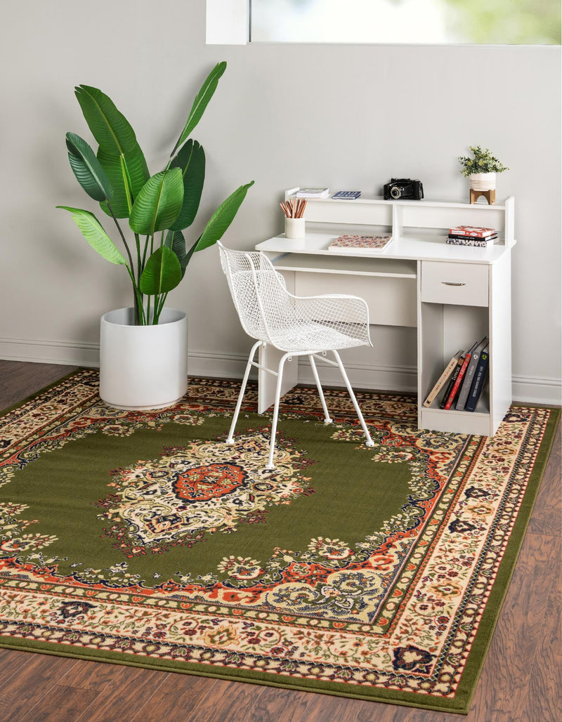 Tabriz Tapestry Collection Area Rug - Azerbaijan (Green) Square Green  lifestyle 24