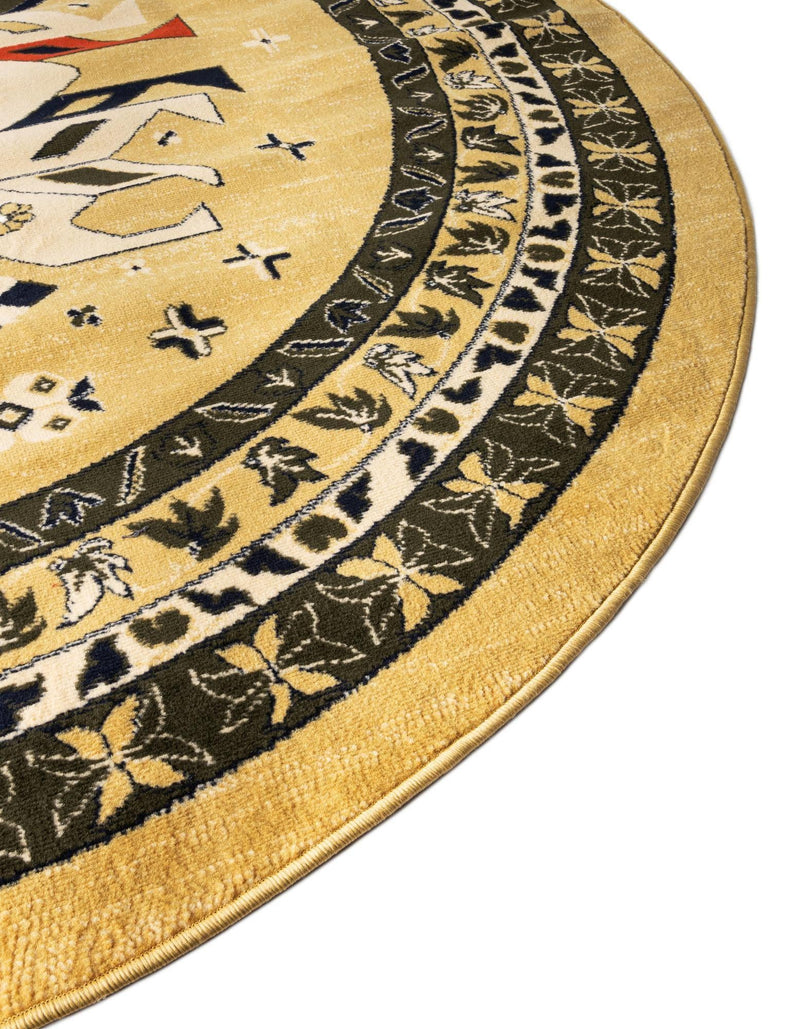 Tabriz Tapestries Collection Area Rug - Azerbaijan (Cream) Round Cream  lifestyle 31