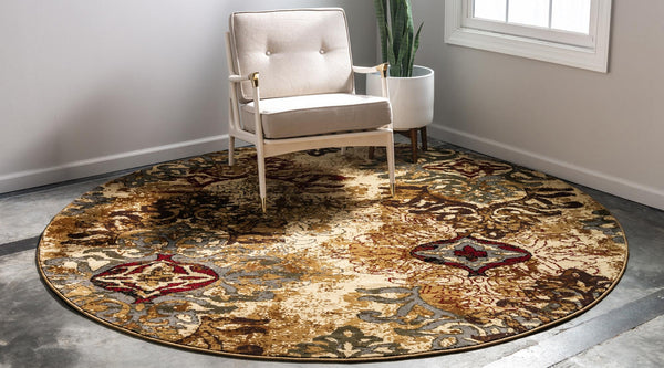Bistro Lounge Collection Area Rug -  Piccolo Round Beige  lifestyle 26
