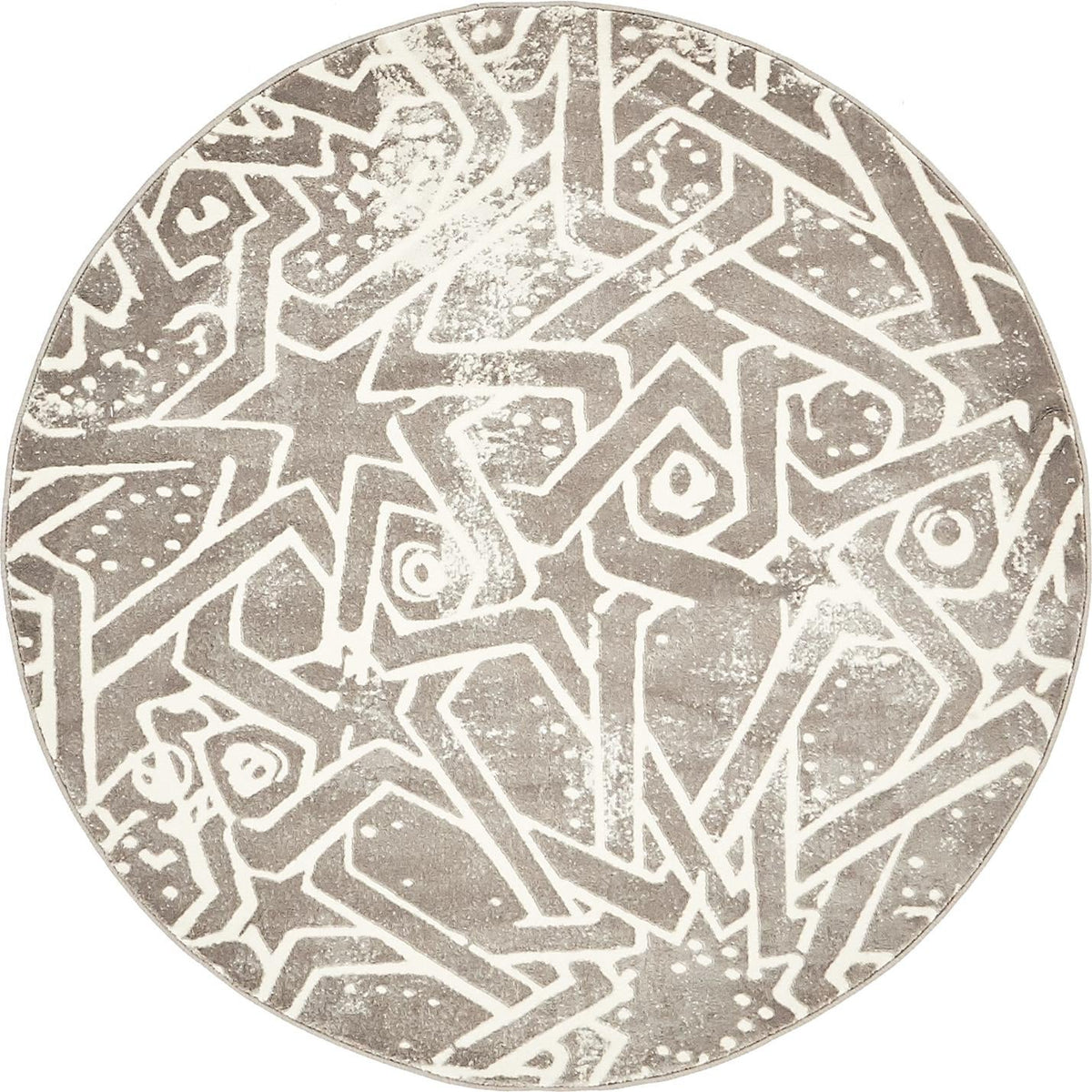 Rustic Charm Revival Collection Area Rug -  Windmill Round Gray  lifestyle 6