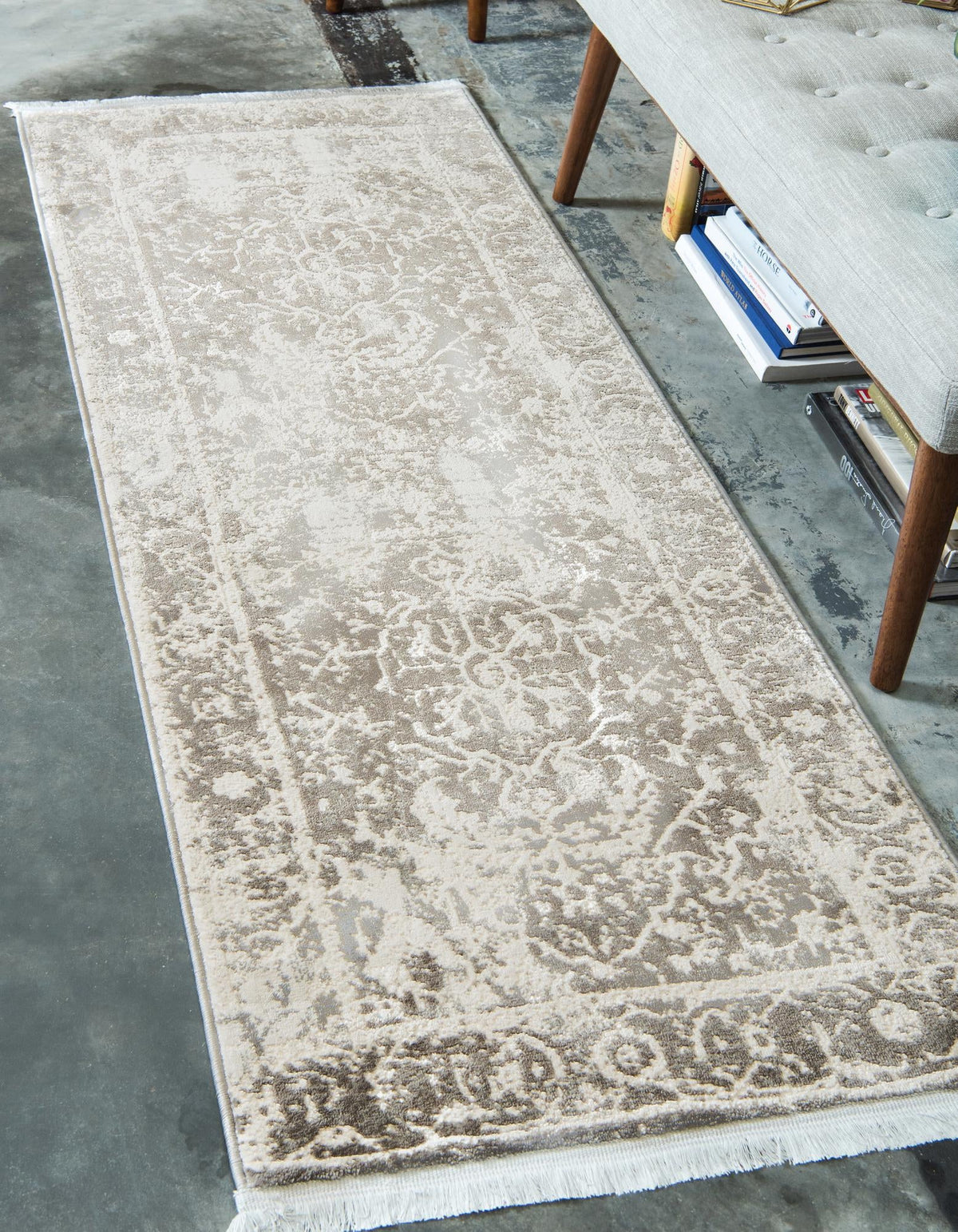 Rustic Charm Revival Collection Area Rug -  Vineyard Runner Gray  lifestyle 8