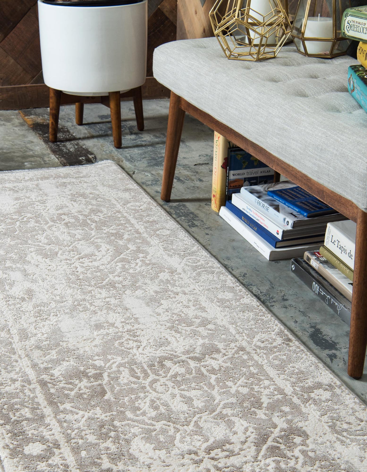 Rustic Charm Revival Collection Area Rug -  Vineyard Runner Gray  lifestyle 12