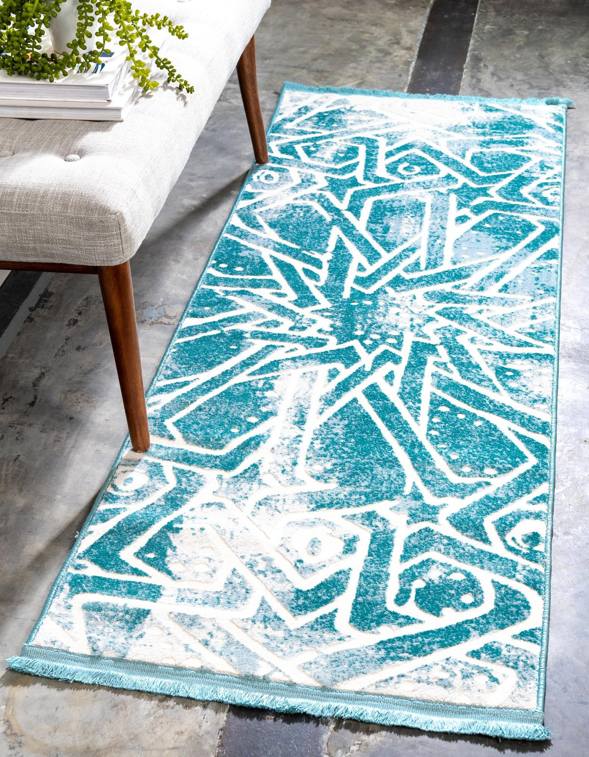 Rustic Charm Revival Collection Area Rug -  Windmill Runner Blue  lifestyle 4