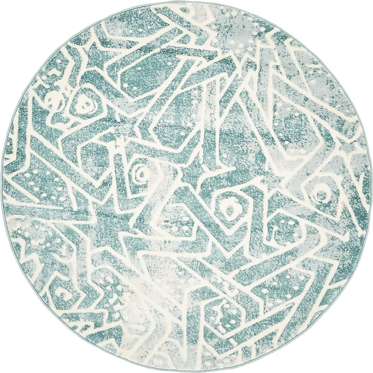 Rustic Charm Revival Collection Area Rug -  Windmill Round Blue  lifestyle 3