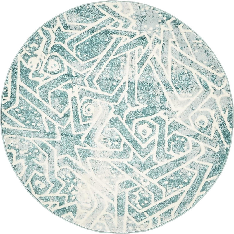 Rustic Charm Revival Collection Area Rug -  Windmill Round Blue  lifestyle 3