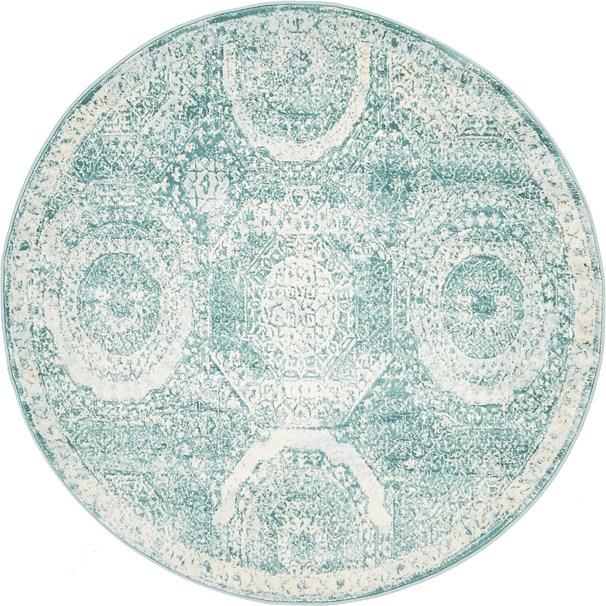 Rustic Charm Revival Collection Area Rug -  Paddock Round Blue  lifestyle 9