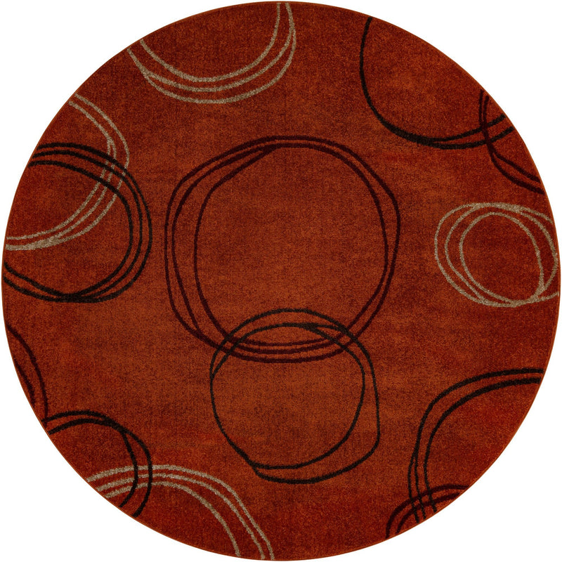 Autumn Meadow Collection Area Rug -  Ferngrove Round Terracotta  lifestyle 46