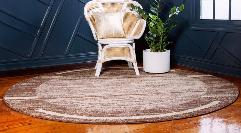 Autumn Meadow Collection Area Rug -  Nutmegwood Round Brown  lifestyle 67