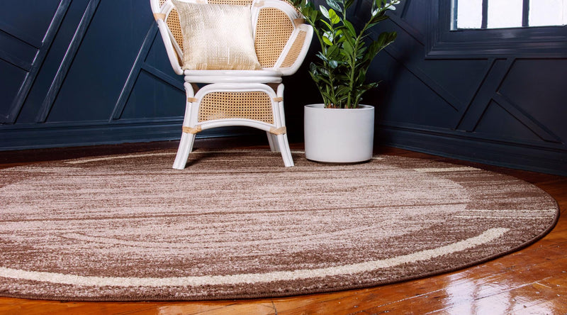 Autumn Meadow Collection Area Rug -  Nutmegwood Round Brown  lifestyle 73